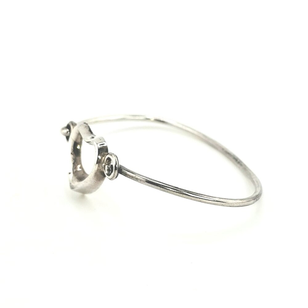 Vintage Mexico Sterling Silver Heart Hook Bangle | .925 | Handcrafted - Picture 4 of 6